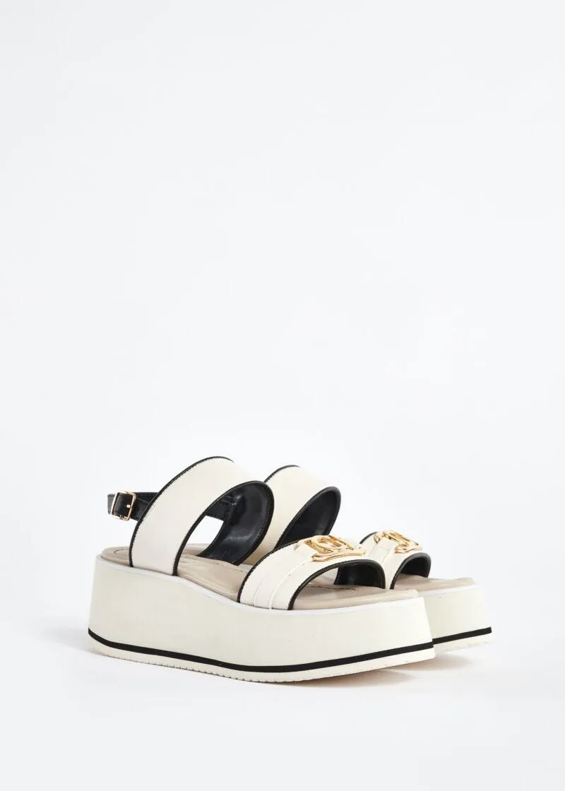 Sandali in similpelle con logo