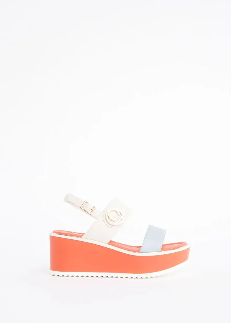 Sandali platform con motivo color block