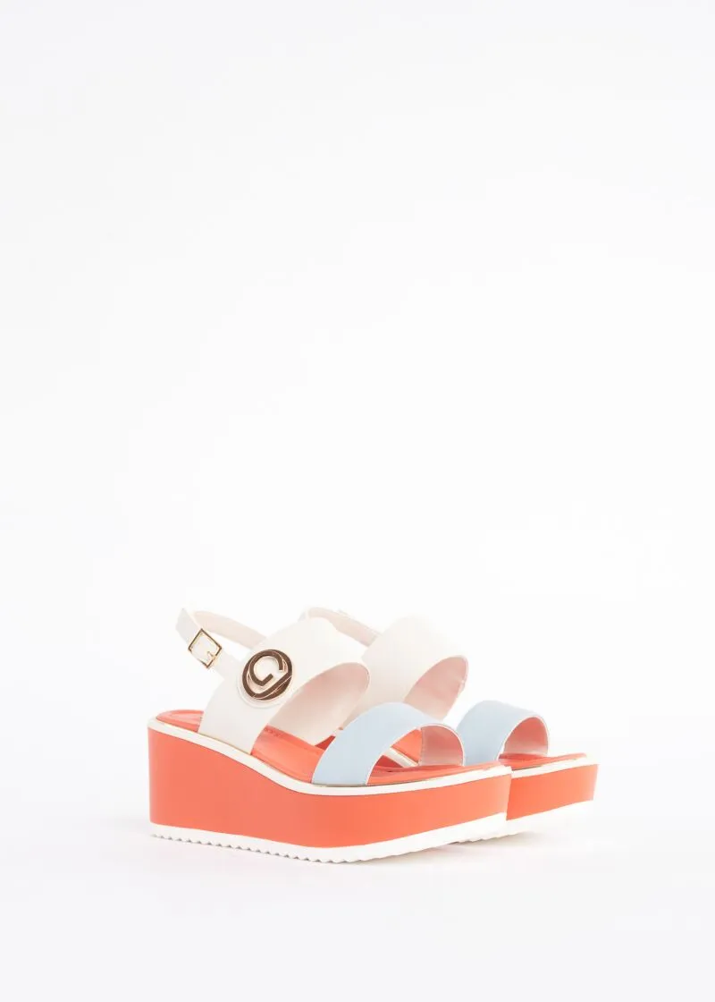 Sandali platform con motivo color block