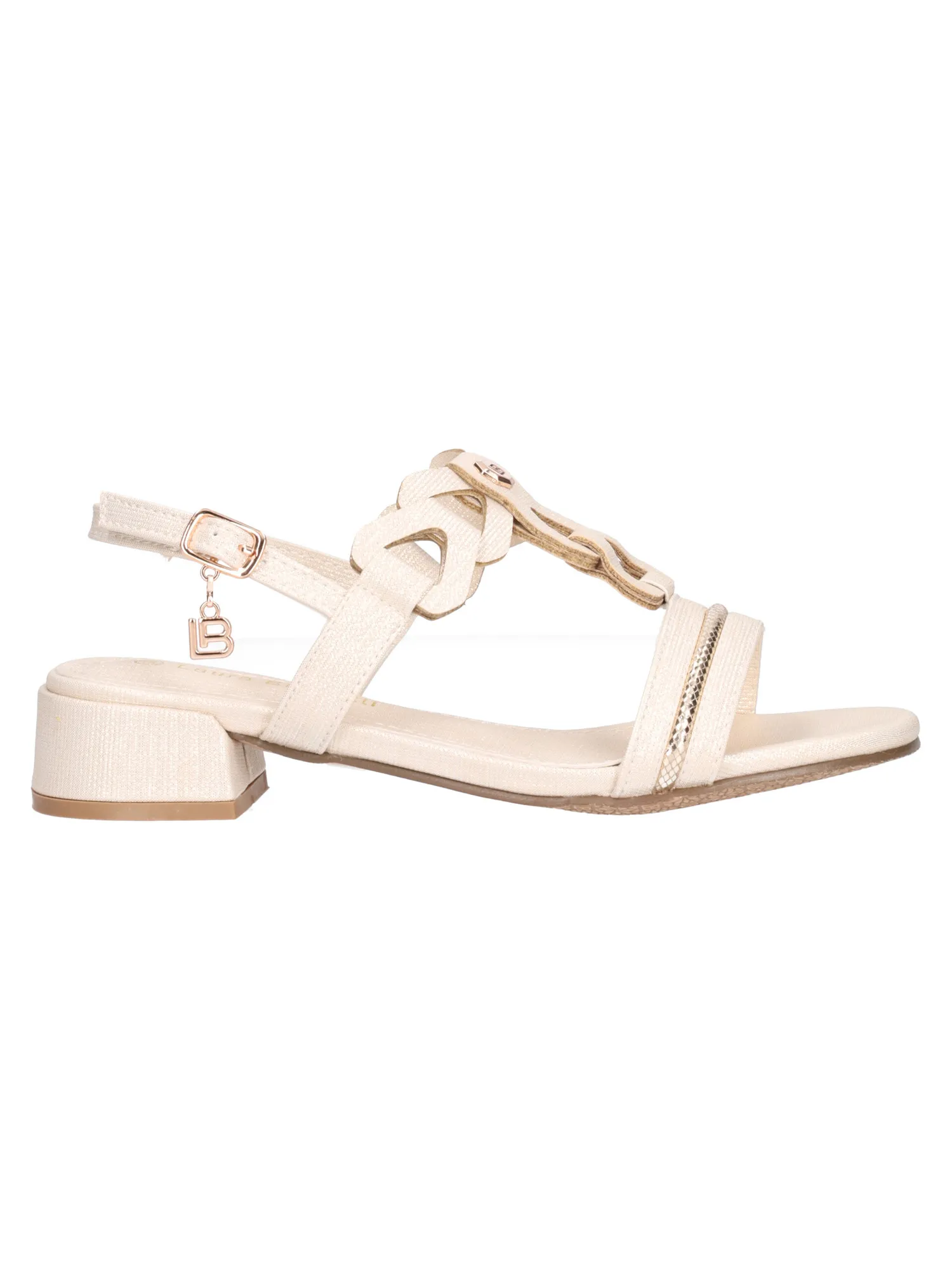 Sandalo con tacco basso Laura Biagiotti da donna beige chiaro