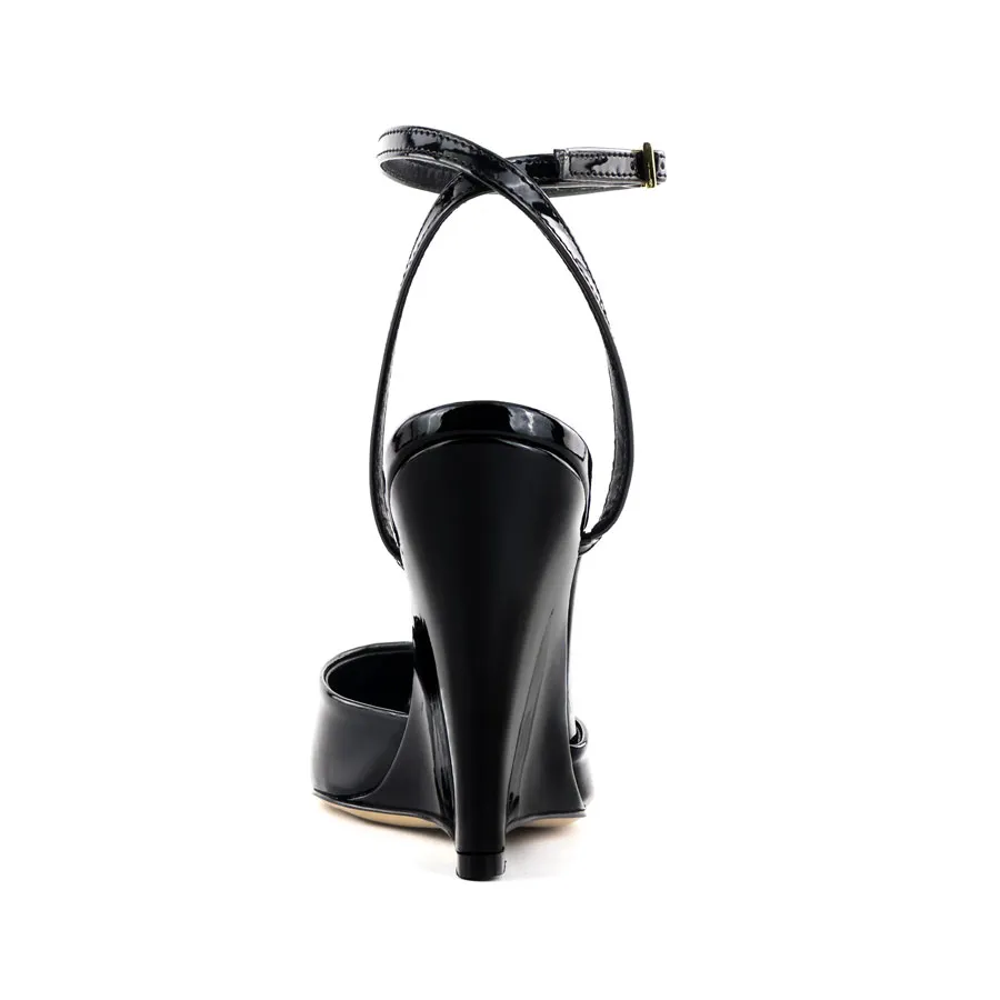 Sandalo zeppa vernice nera – COD. 47768 
