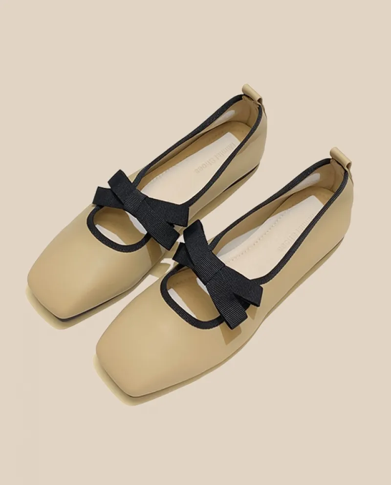 Scarpe da ballerina delicate a fondo piatto Nuove scarpe Mary Jane con fondo morbido e punta quadrata