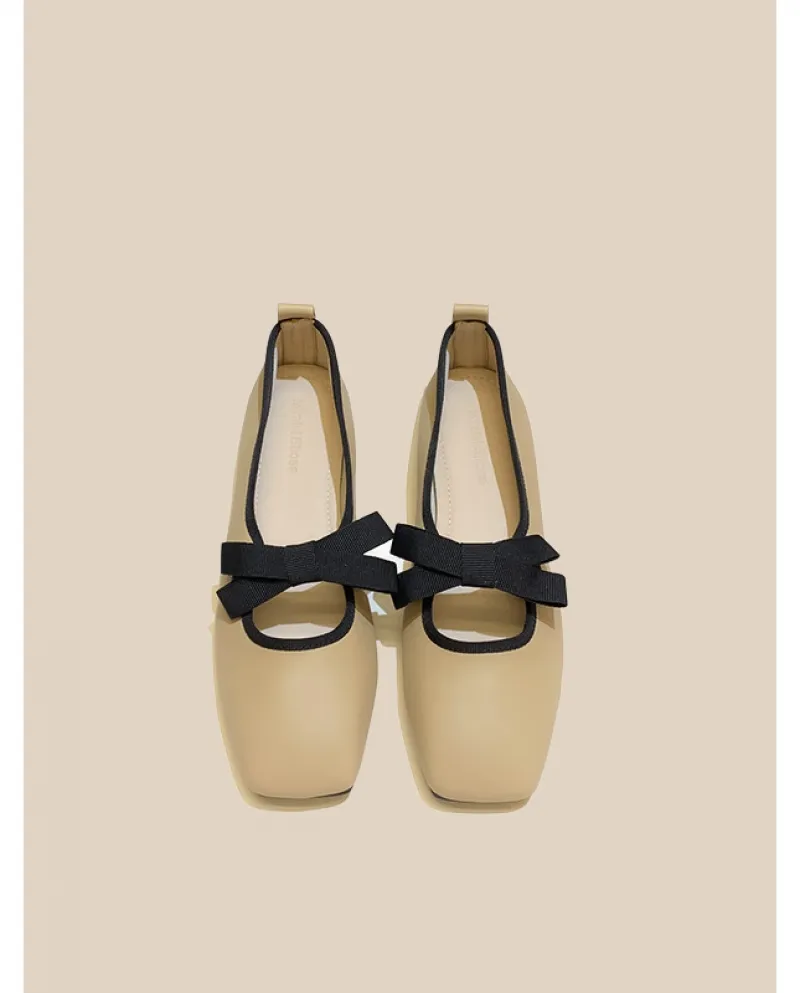 Scarpe da ballerina delicate a fondo piatto Nuove scarpe Mary Jane con fondo morbido e punta quadrata
