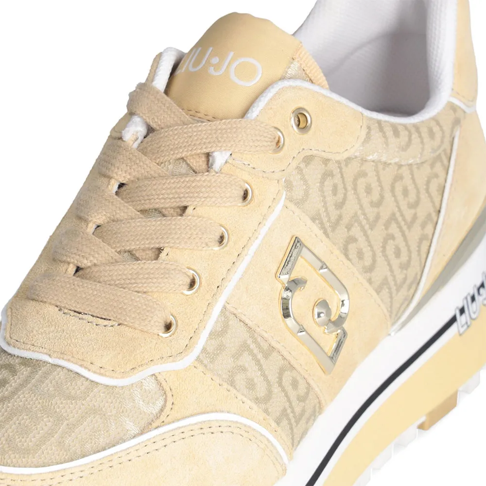 Scarpe Donna LIU JO Sneakers Platform Maxi Wonder 71 in Suede e Tessuto Logato Bianco