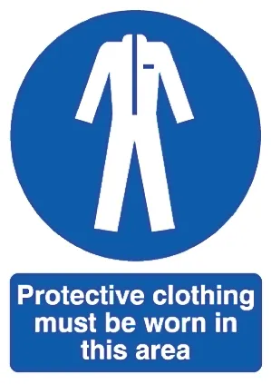Segnale d'obbligo in Plastica rigida in PP, pittogramma: Abbigliamento protettivo , Blu/Bianco