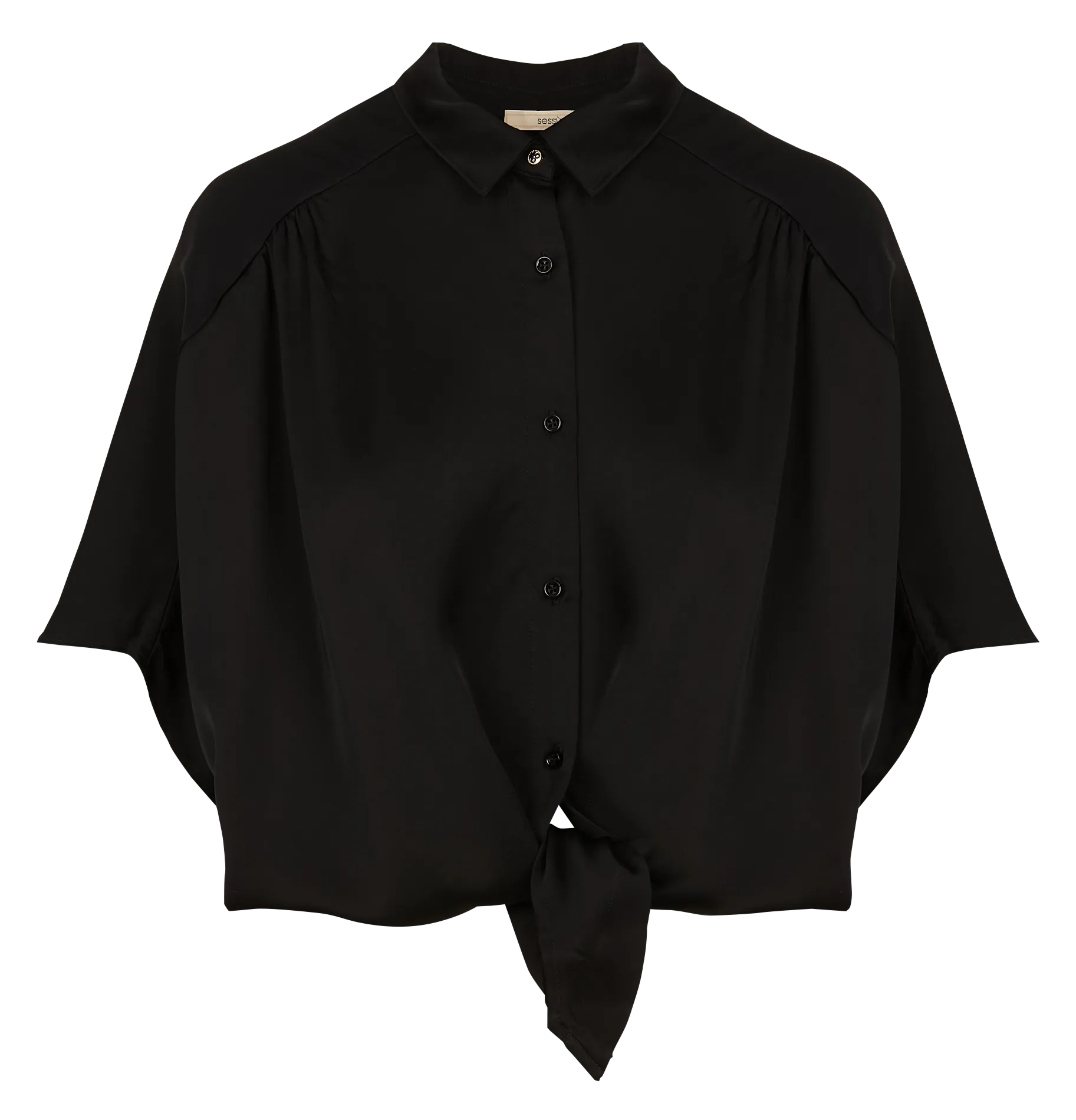  SESSUN   ALFASSA NIGHT - Rechte blouse met klassieke kraag | Nero
