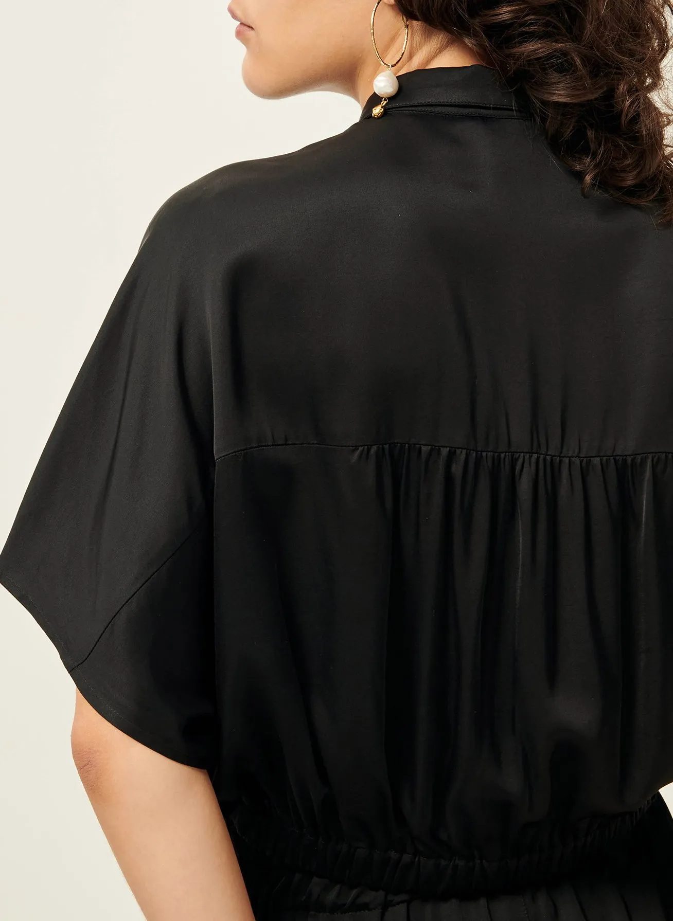  SESSUN   ALFASSA NIGHT - Rechte blouse met klassieke kraag | Nero