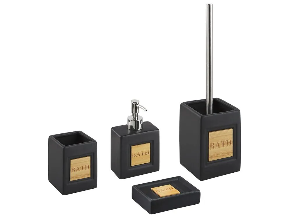 Set da 4 accessori per il bagno KOUROU Ceramica Nero