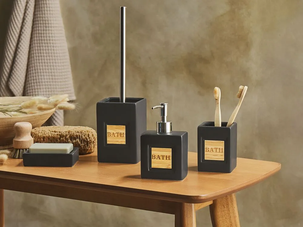 Set da 4 accessori per il bagno KOUROU Ceramica Nero