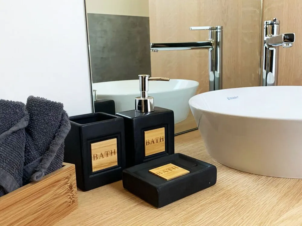 Set da 4 accessori per il bagno KOUROU Ceramica Nero