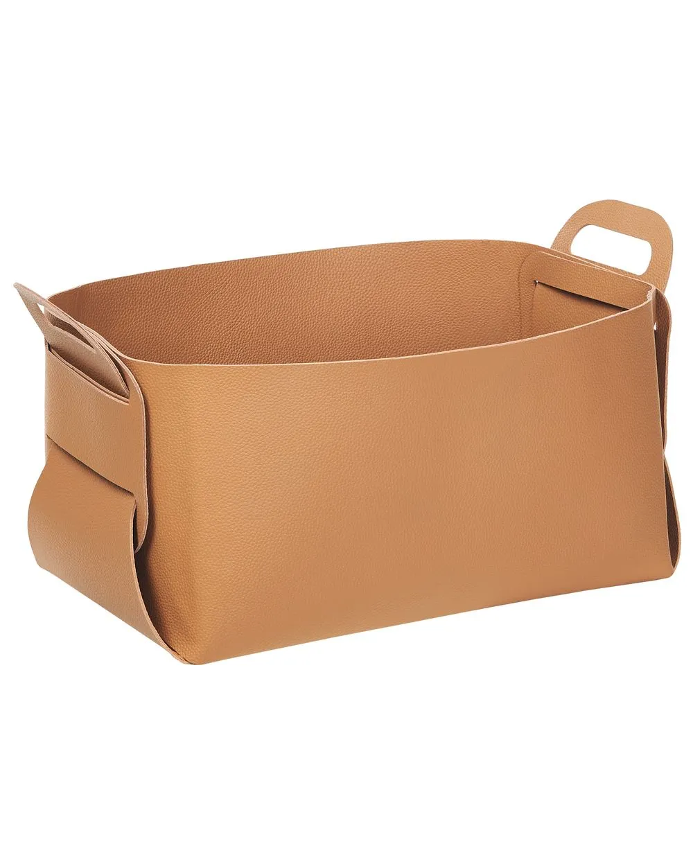 Set of 2 Faux Leather Baskets Golden Brown NUZI