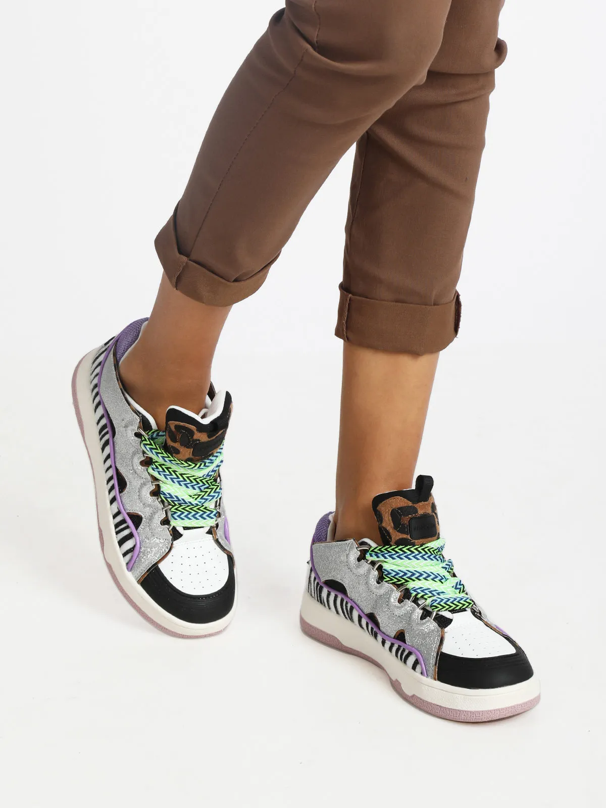 Shop Art CHUNKY WHOOPI Baskets femme imprimé animal avec paillettes
