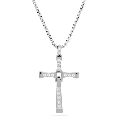 SOGNAMI UOMO Collana con croce in acciaio e cristalli Sognami