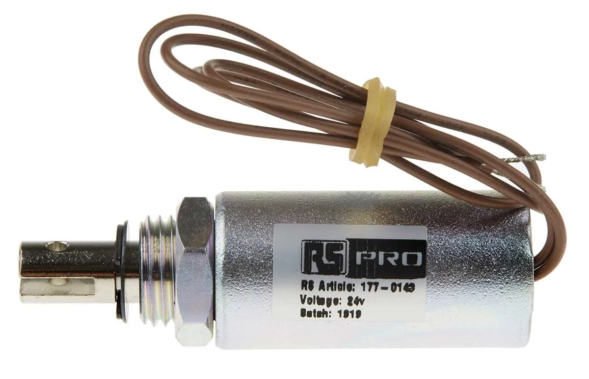 Solenoide lineare A trazione RS PRO, 24 V c.c., corsa max. 10mm
