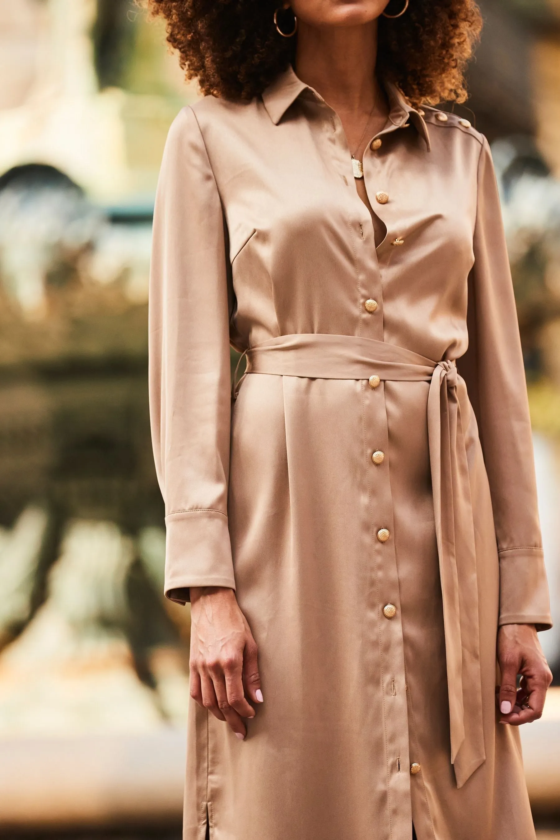 Sosandar Satin Con cintura - Abito chemisier