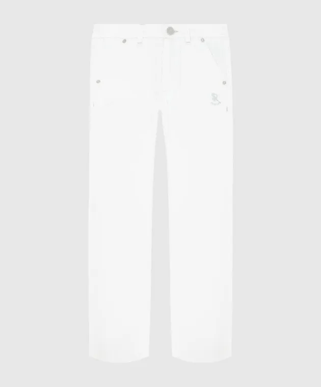 Stefano Ricci Pantaloni bianchi da bambino con ricami YUT7200040VAL003
