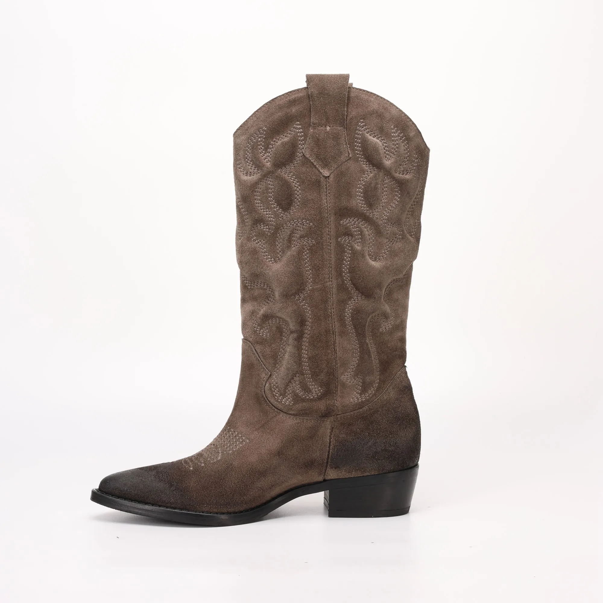 Stivale Alto Texano imbottito in Camoscio Lena Beige