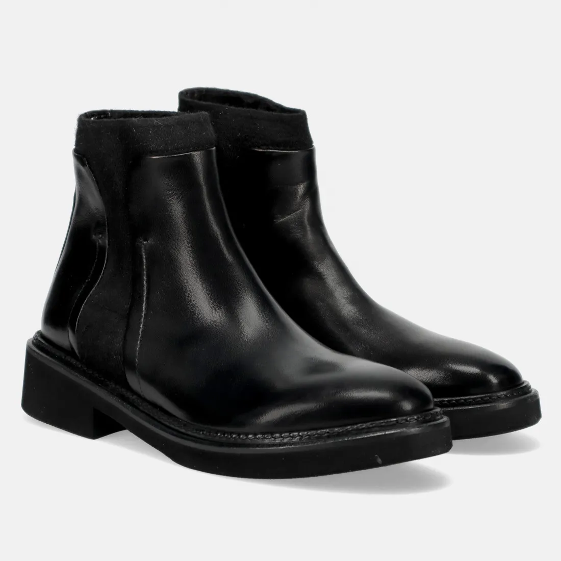 Stivaletto calzino Calpierre DM82 nero  in pelle e lana