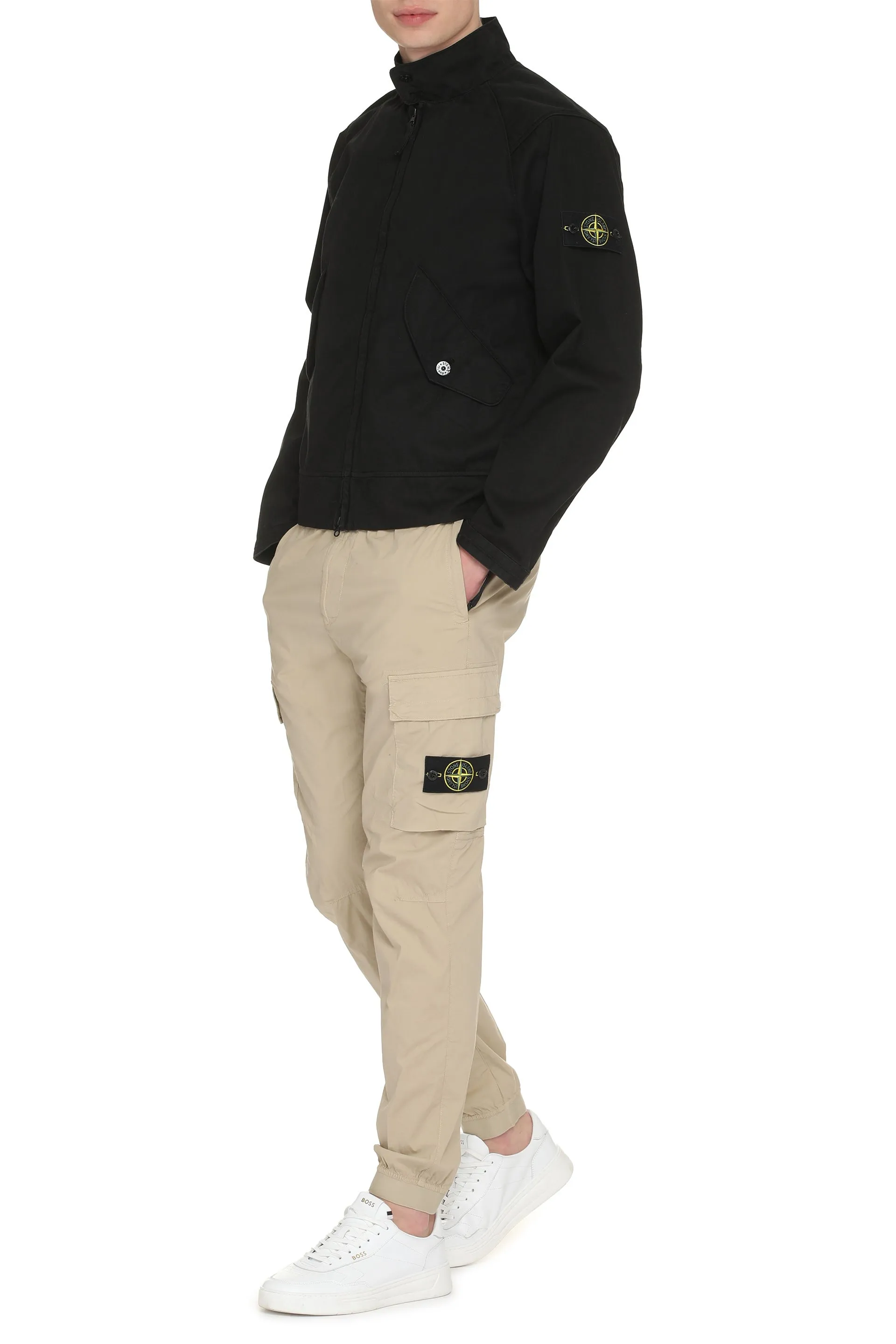 Stone Island Giacca in cotone con chiusura a zip