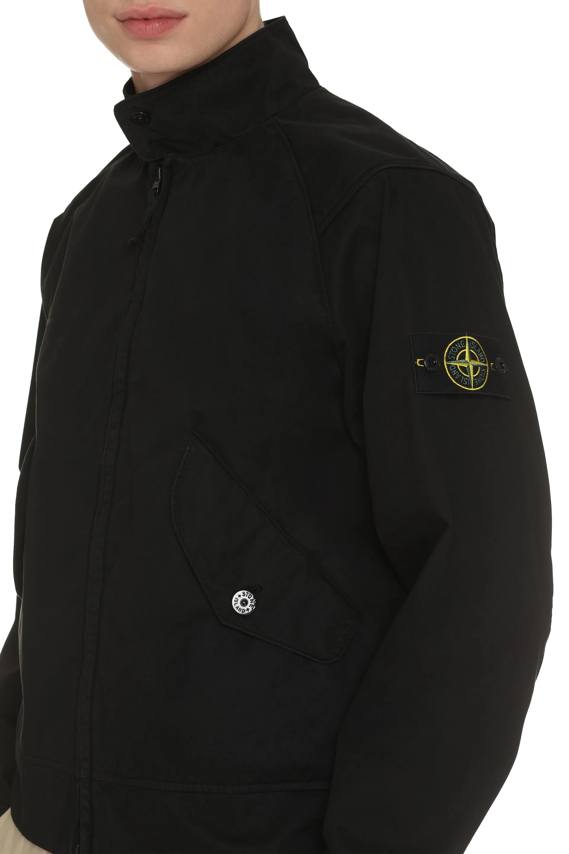 Stone Island Giacca in cotone con chiusura a zip