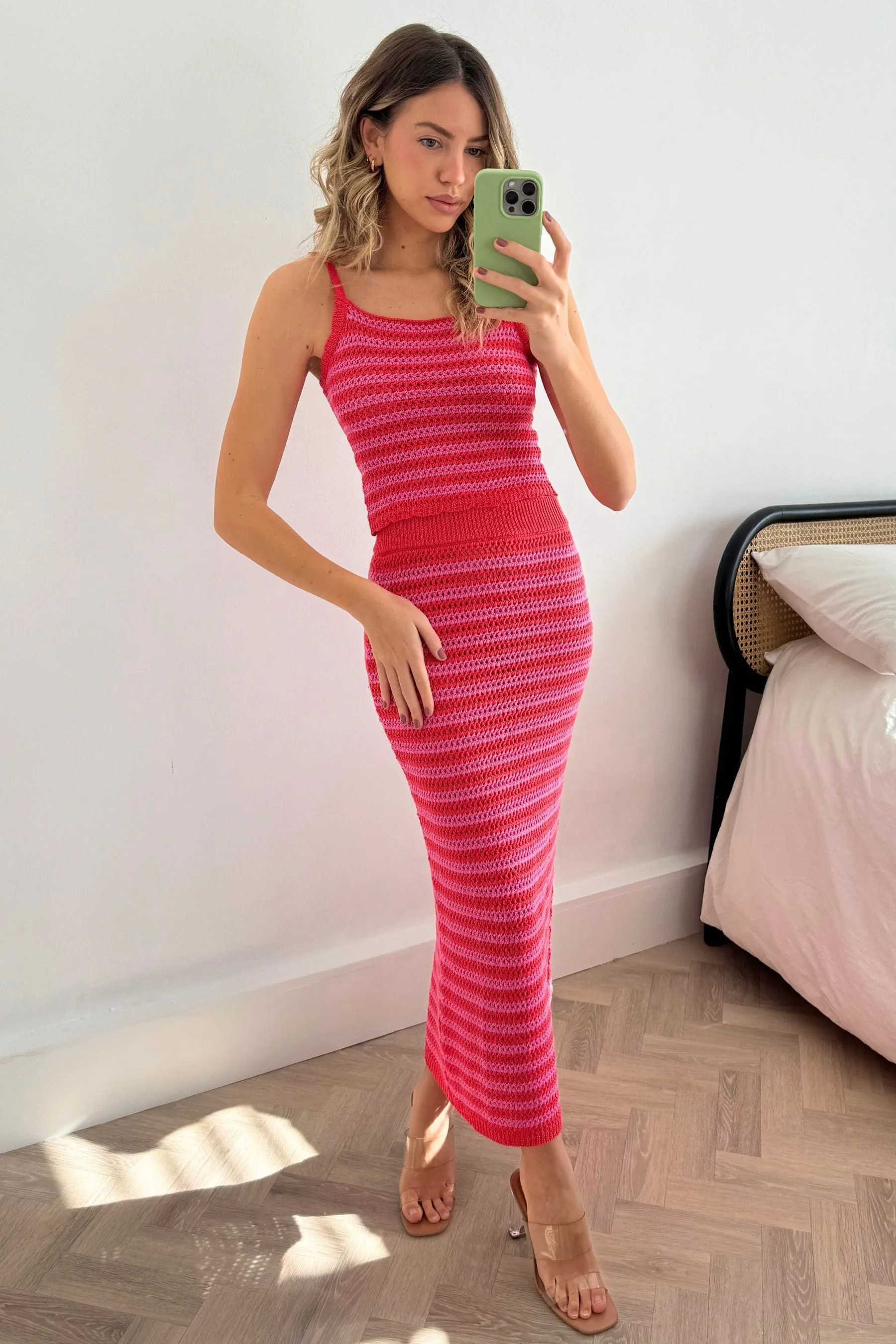 Style Cheat - Penny - Gonna midi da spiaggia A righe all'uncinetto