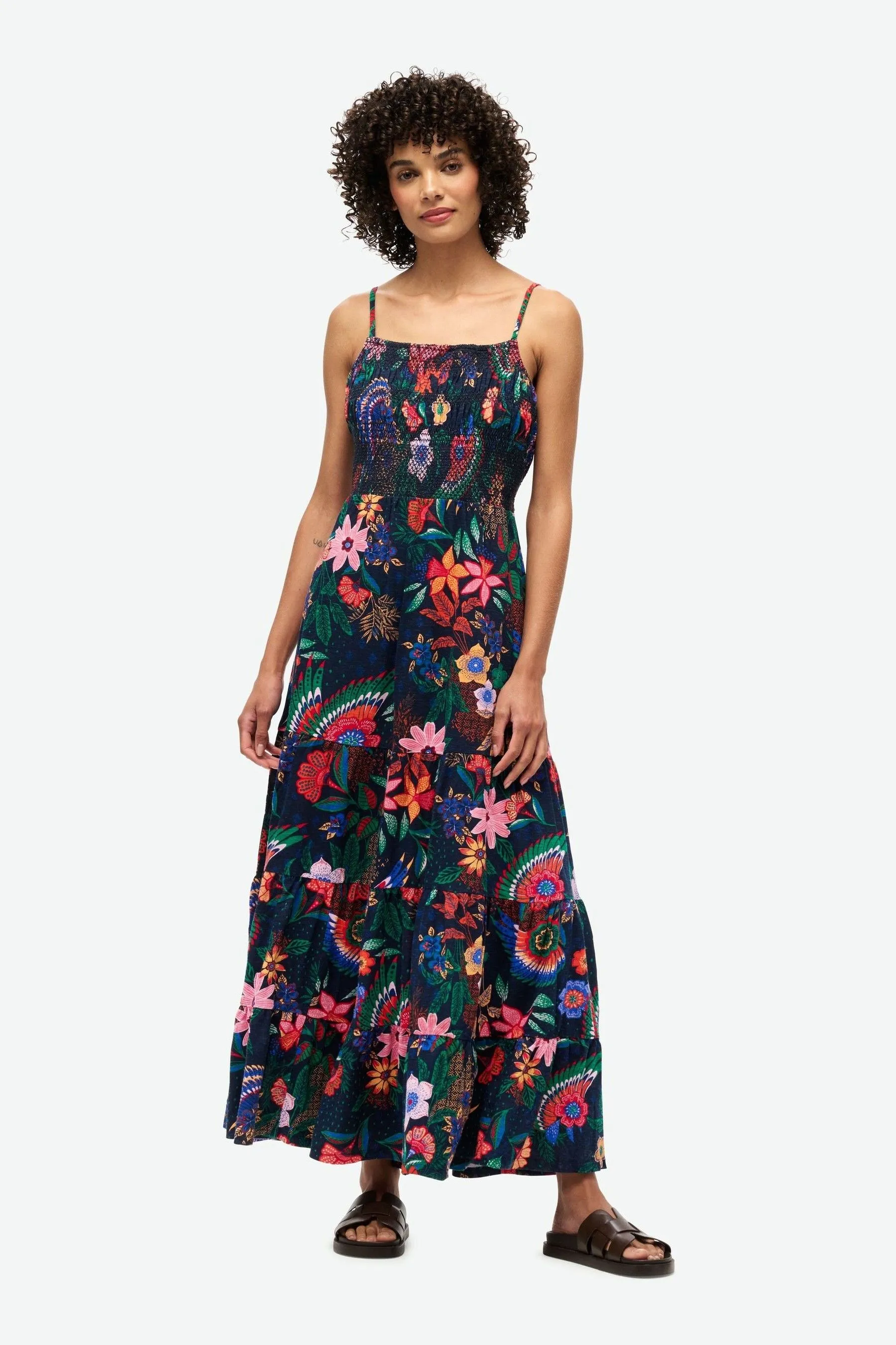 Superdry - Abito maxi a canotta a punto smock
