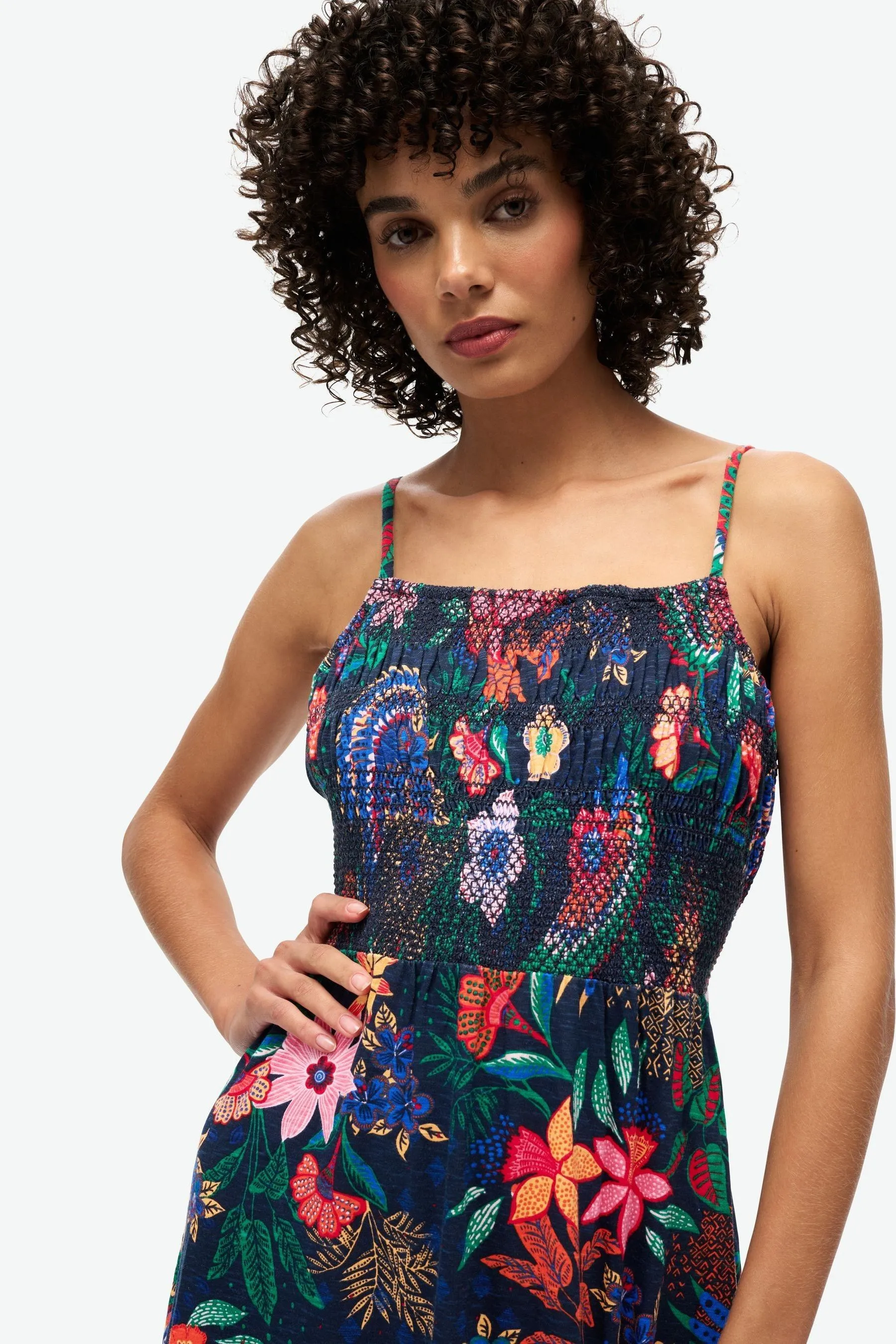 Superdry - Abito maxi a canotta a punto smock