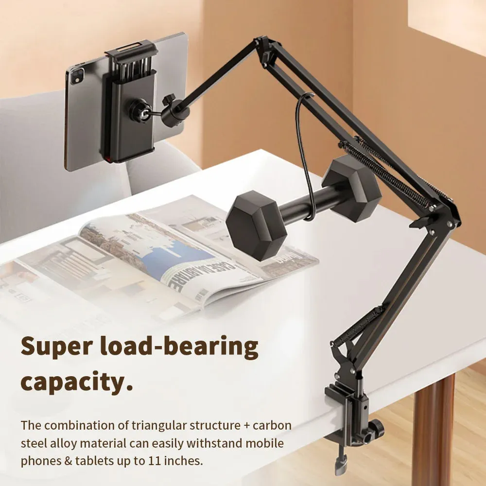 Supporto per Tablet per letto con braccio in metallo da 90cm supporto per Tablet da letto rotante a 360 ° per supporto per iPad 
