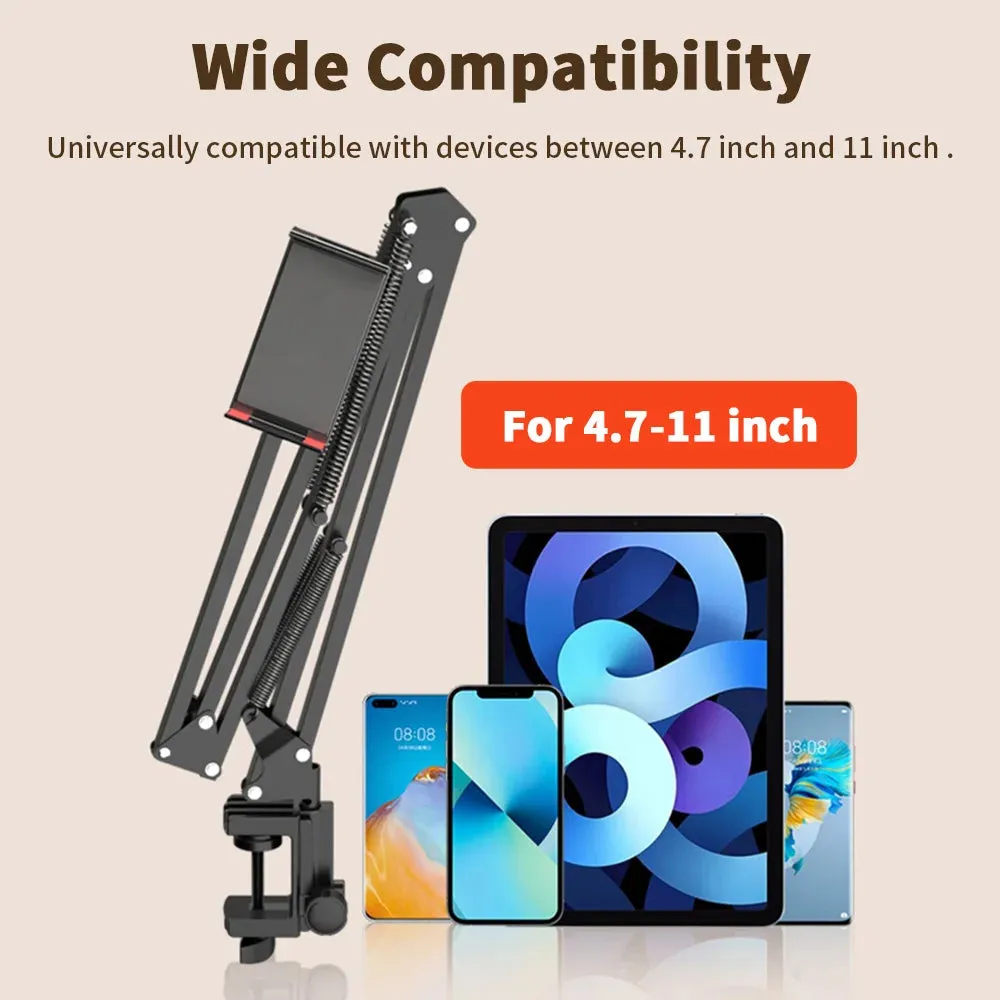 Supporto per Tablet per letto con braccio in metallo da 90cm supporto per Tablet da letto rotante a 360 ° per supporto per iPad 