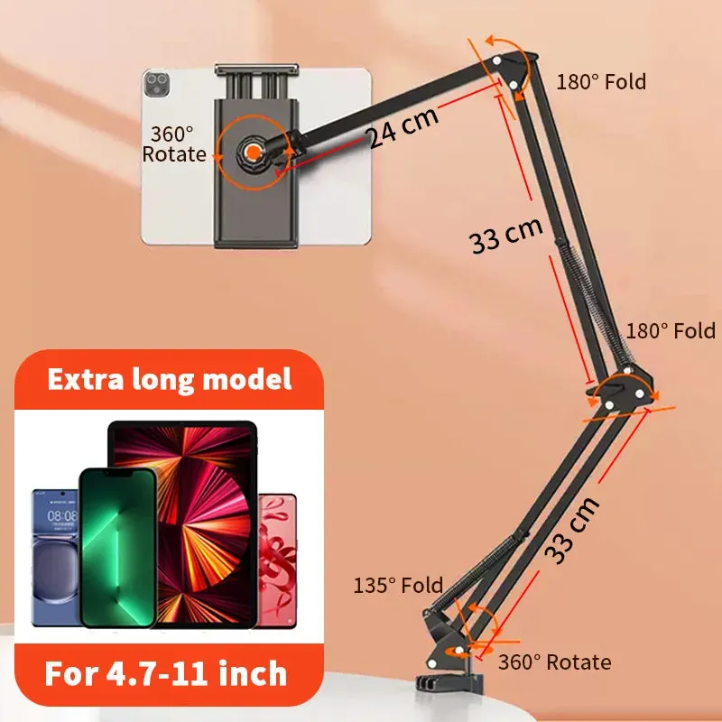 Supporto per Tablet per letto con braccio in metallo da 90cm supporto per Tablet da letto rotante a 360 ° per supporto per iPad 