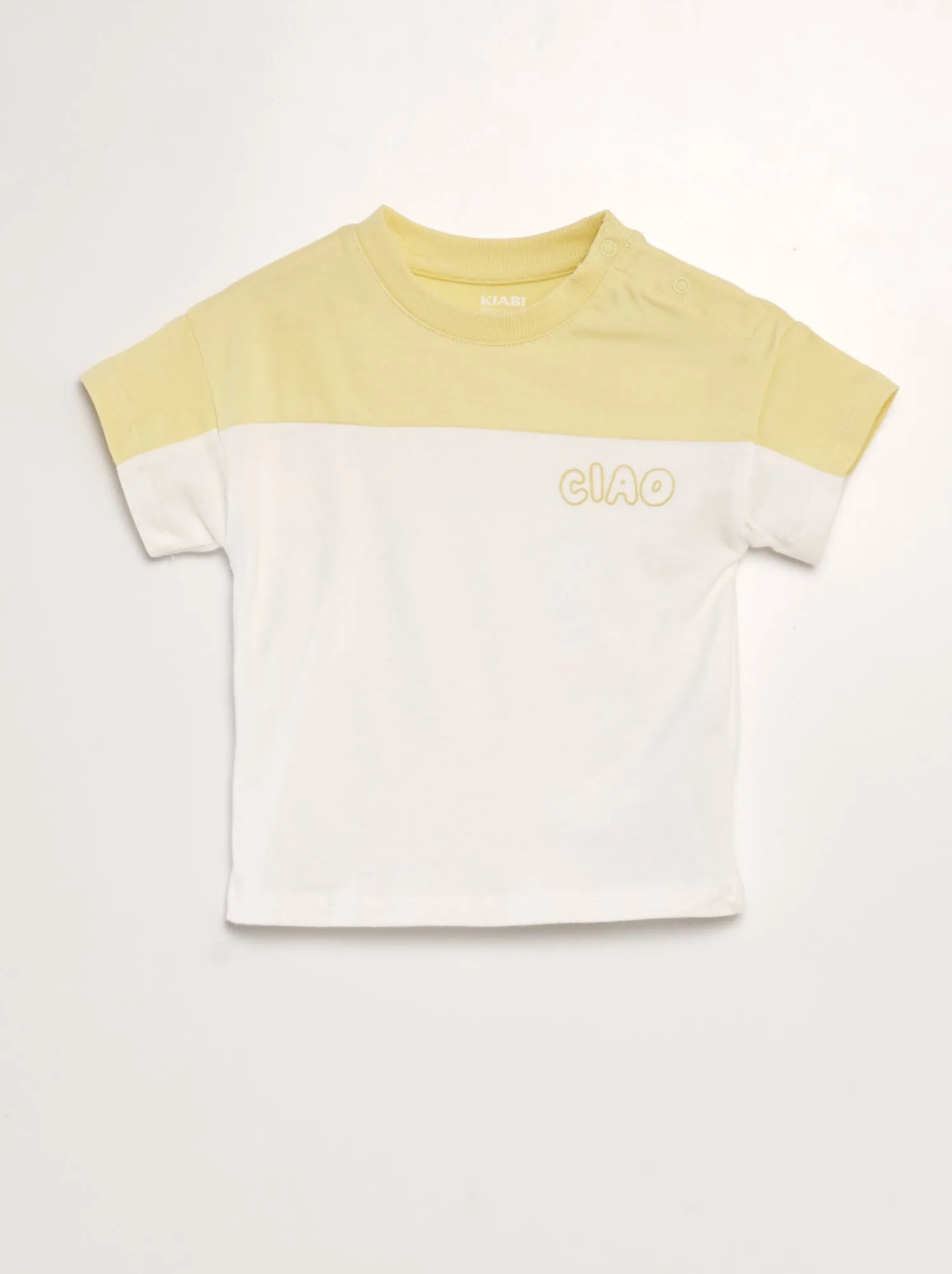 T-shirt color block con scollo tondo - GIALLO