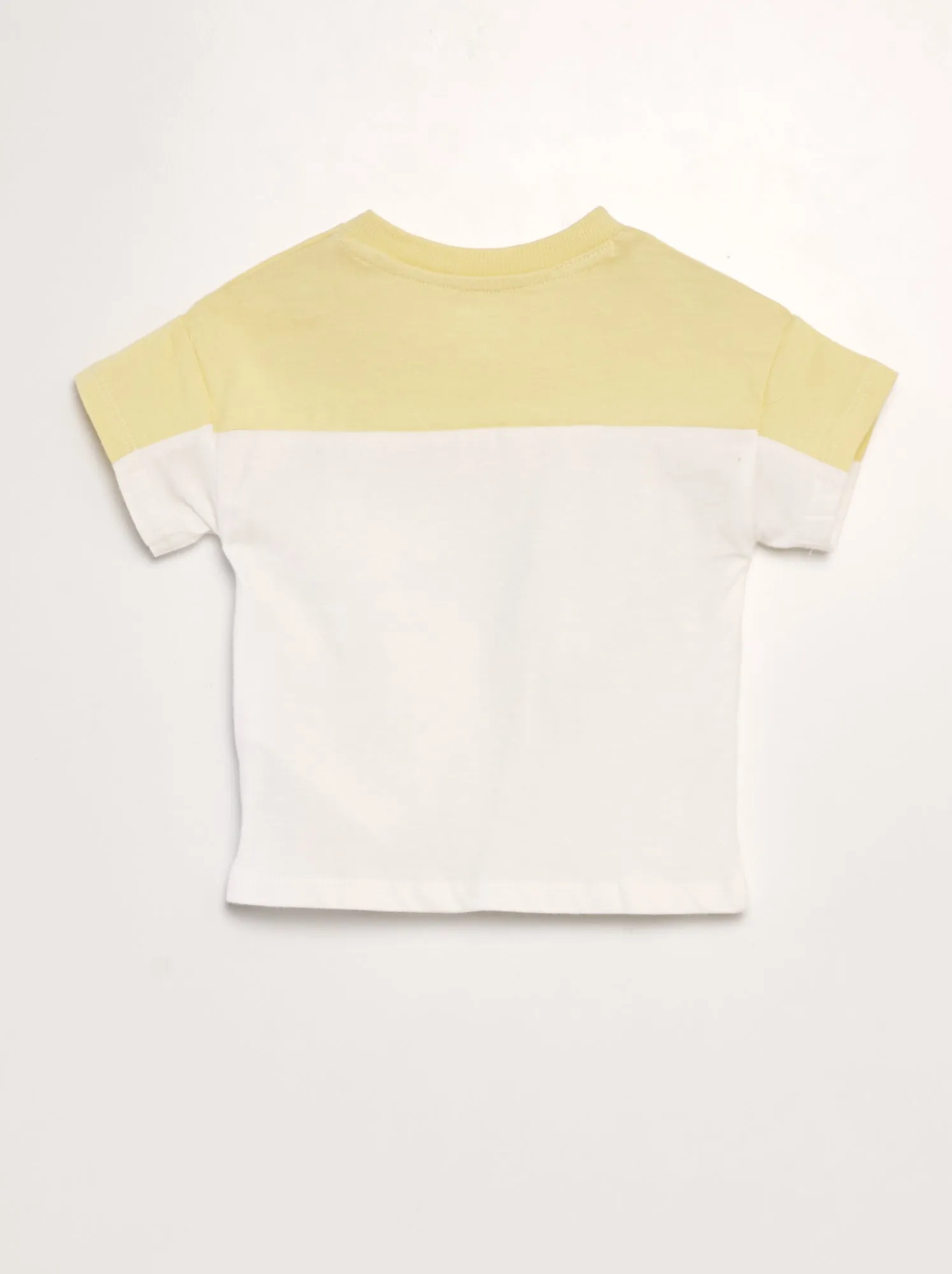 T-shirt color block con scollo tondo - GIALLO