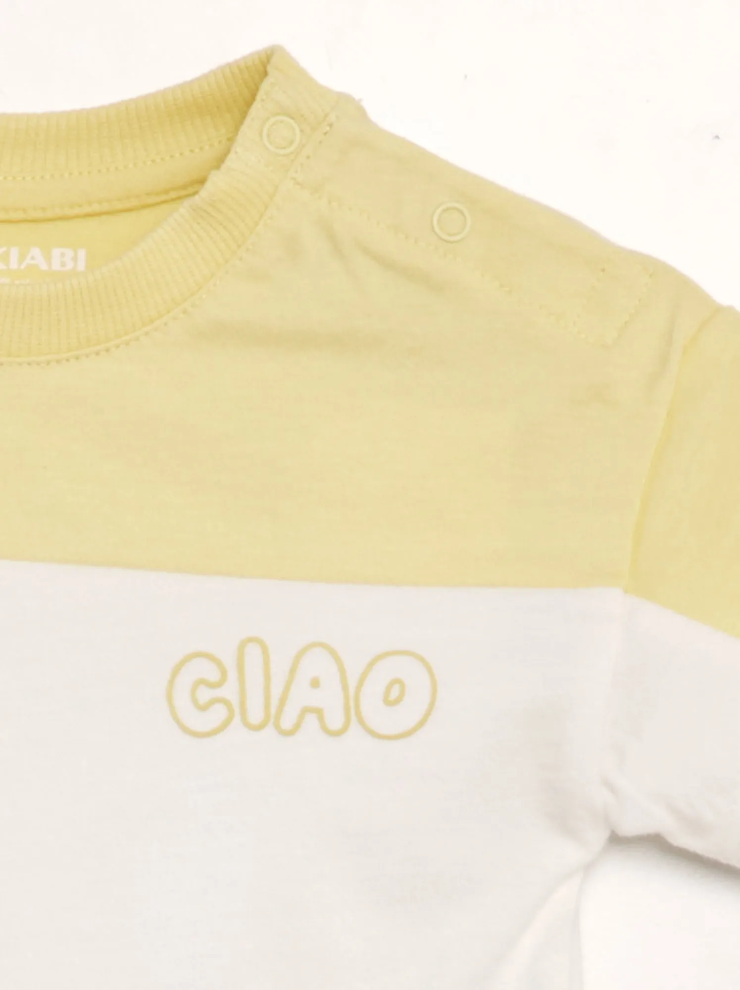 T-shirt color block con scollo tondo - GIALLO