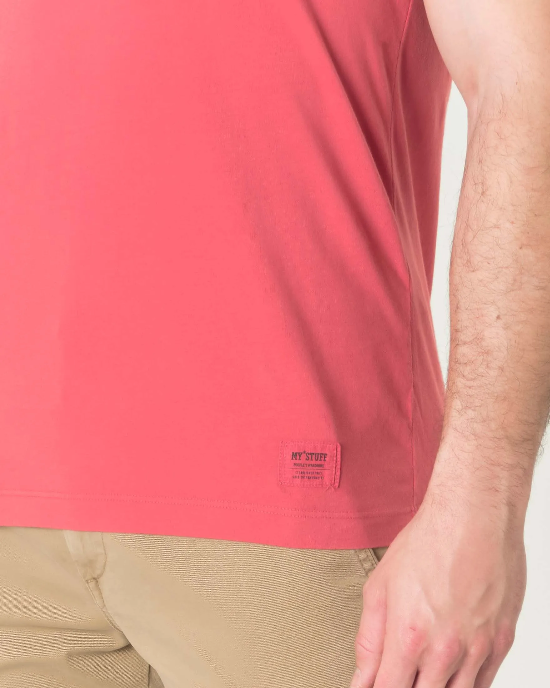 T-shirt fucsia mezza manica in pima cotton peruviano con taschino