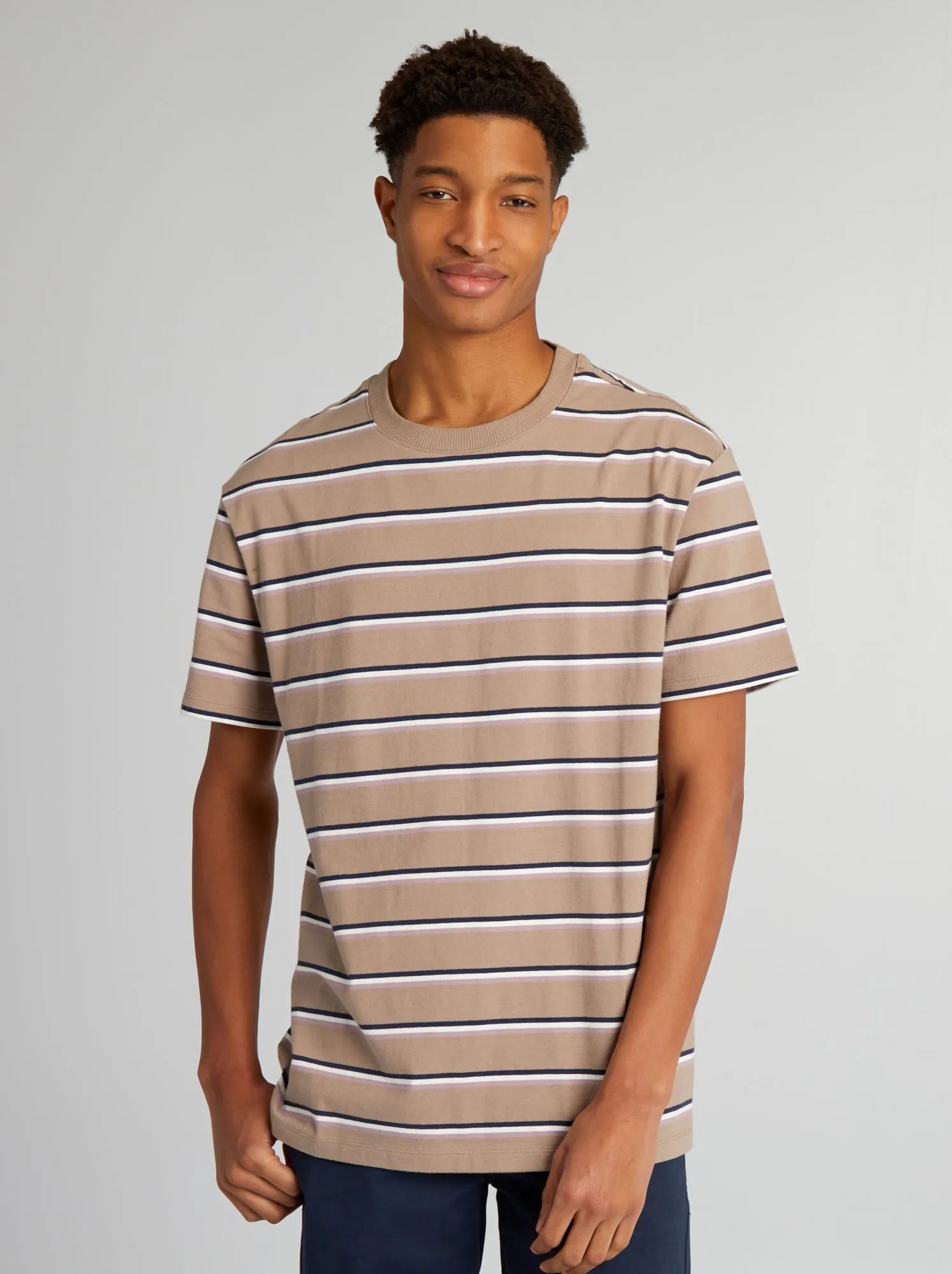 T-shirt in jersey a righe per persone più alte di 190 cm - GIALLO