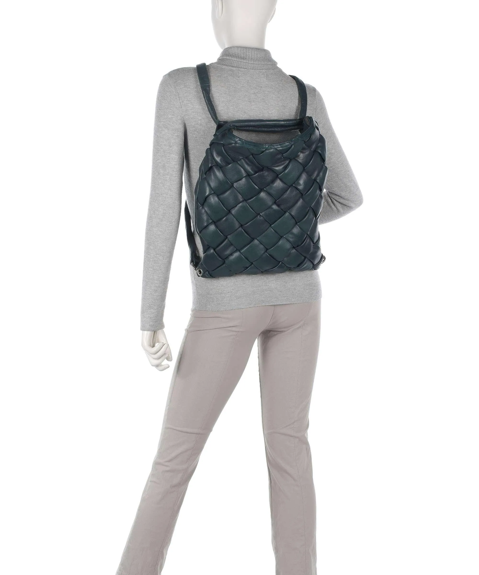  Taschendieb Wien Elisabethstrasse 7 Borsa a zainetto pelle di vacchetta finemente grana petrol  