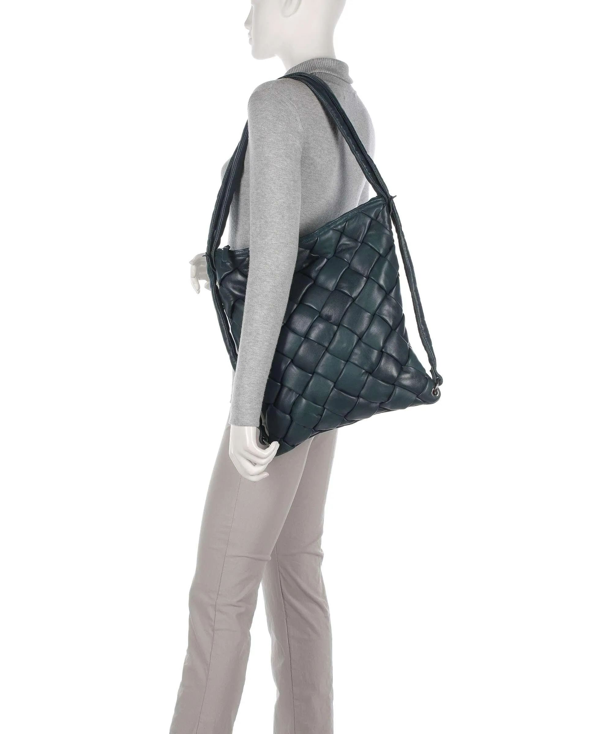  Taschendieb Wien Elisabethstrasse 7 Borsa a zainetto pelle di vacchetta finemente grana petrol  
