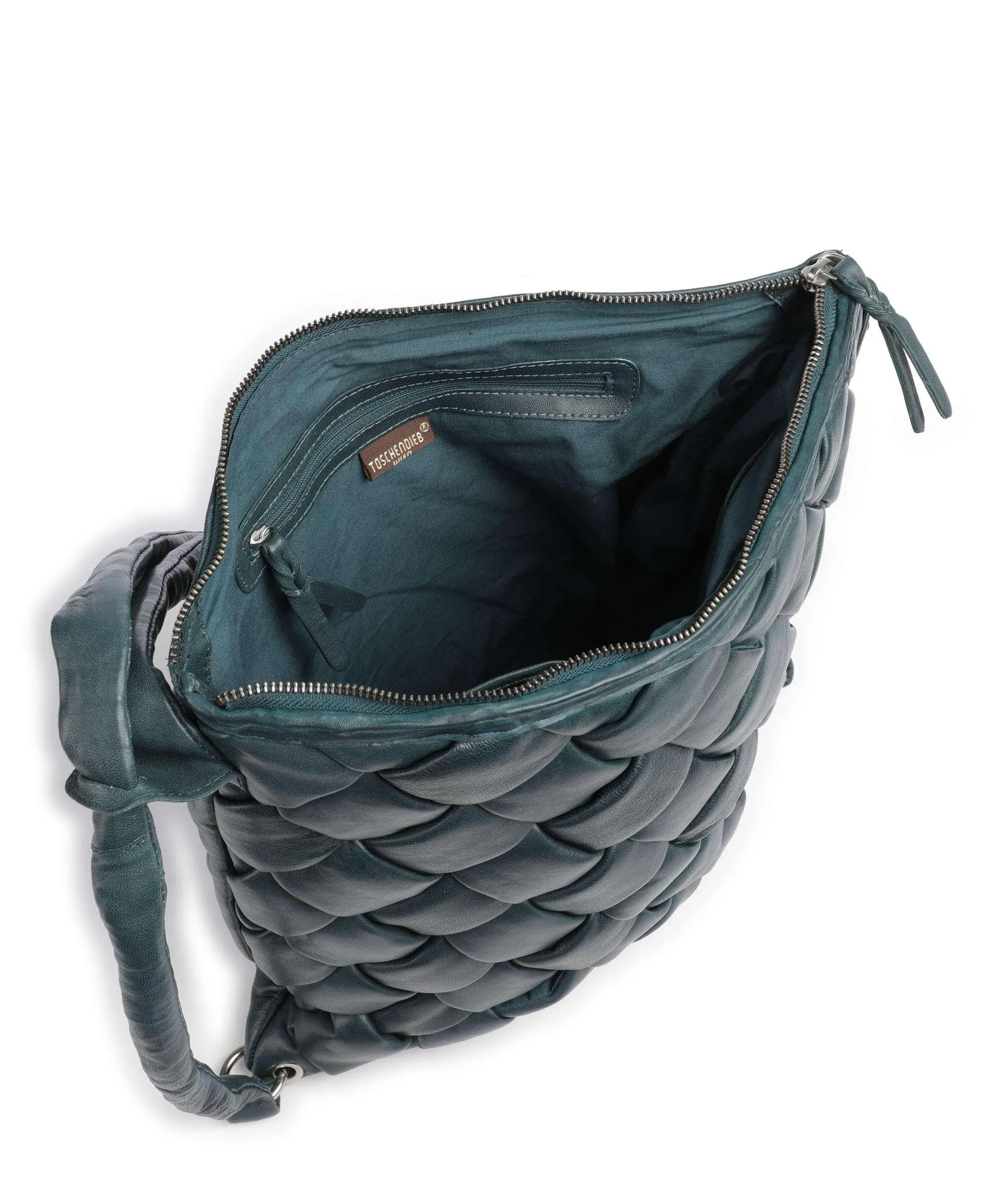  Taschendieb Wien Elisabethstrasse 7 Borsa a zainetto pelle di vacchetta finemente grana petrol  