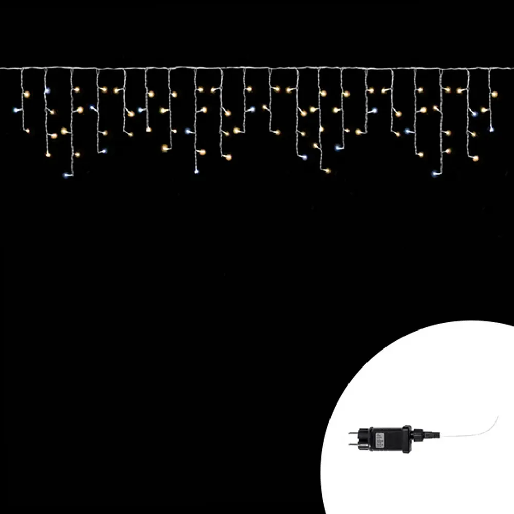 Tenda luminosa 10 metri prolungabile da 380 Led Bianco Caldo fisso e Bianco Freddo intermittente da esterno Wisdom