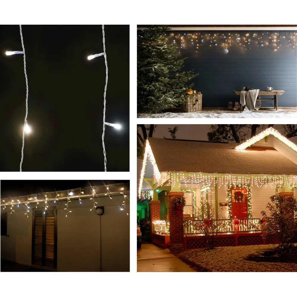 Tenda luminosa 10 metri prolungabile da 380 Led Bianco Caldo fisso e Bianco Freddo intermittente da esterno Wisdom
