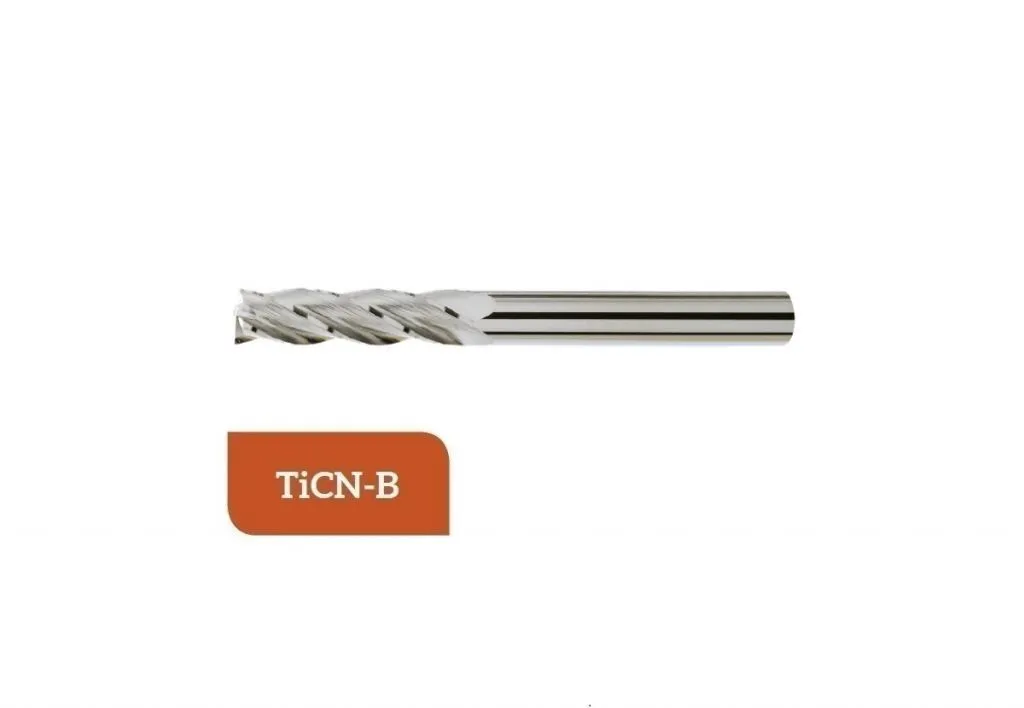 TM-3.4L-0600C Fresa elicoidale in metallo duro Ø6 a 4 taglienti, taglio al centro con gambo cilindrico 6535 HA, rivestita TiCN-B