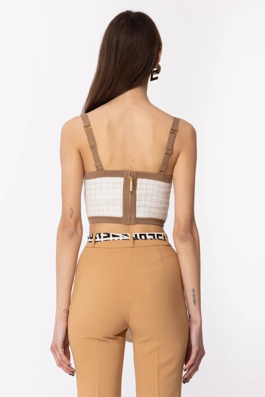 Top bustier in tweed e lurex AVORIO/TORTORA