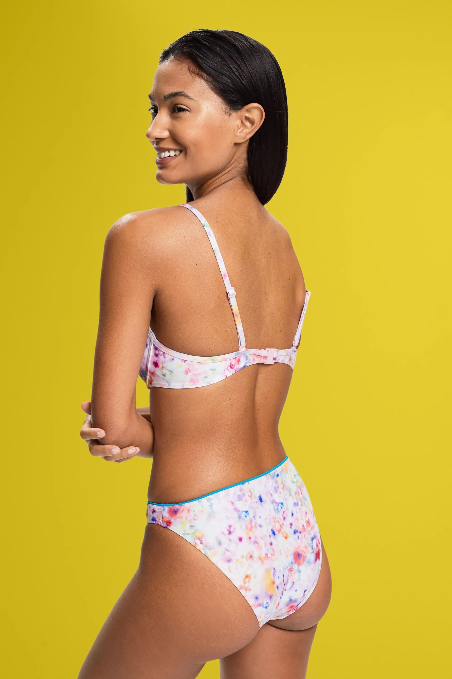 Top da bikini floreale imbottito con ferretto