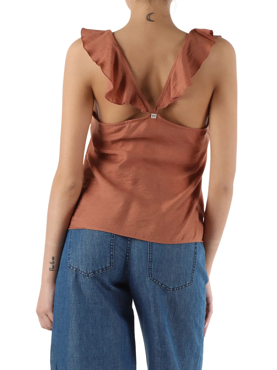 Top in misto viscosa con rouches