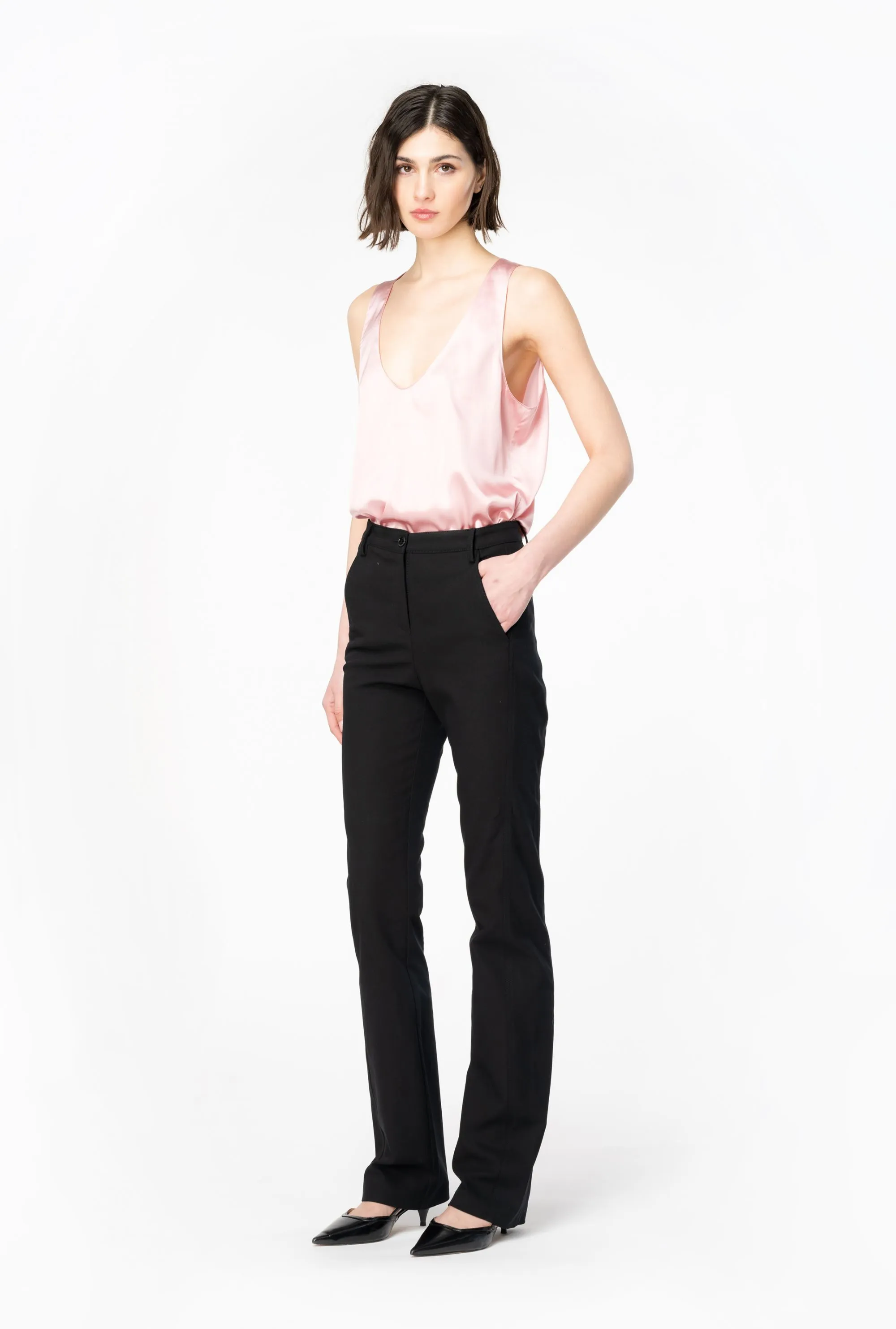 TOP "MARZEMINO" ROSA IN SATIN STRETCH