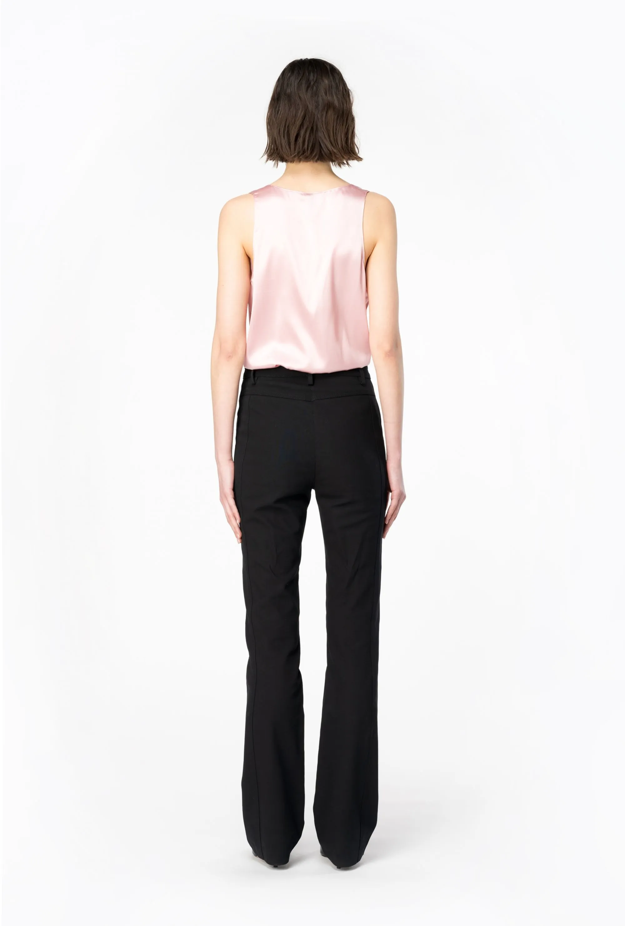 TOP "MARZEMINO" ROSA IN SATIN STRETCH