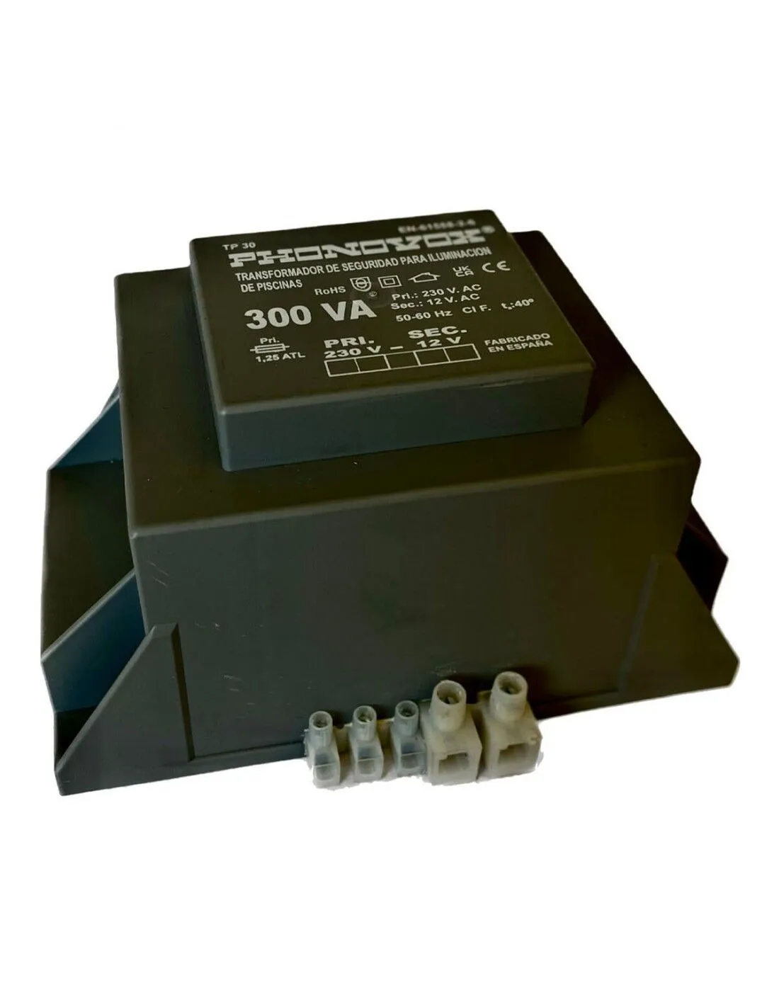Trasformatore di sicurezza per l'illuminazione delle piscine PHONOVOX tp30300 300 VA 12 V 230 V 50-60 Hz 16,5 x 11,1 x 9,4 