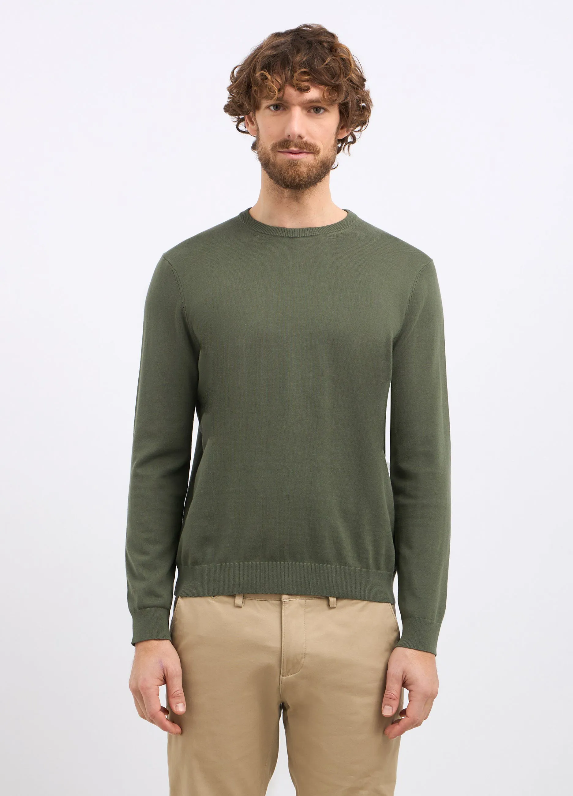 Tricot girocollo in puro cotone uomo