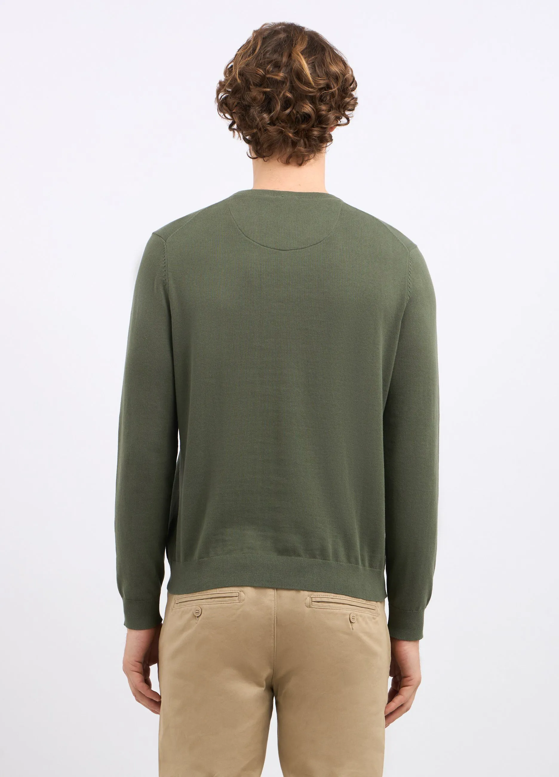 Tricot girocollo in puro cotone uomo