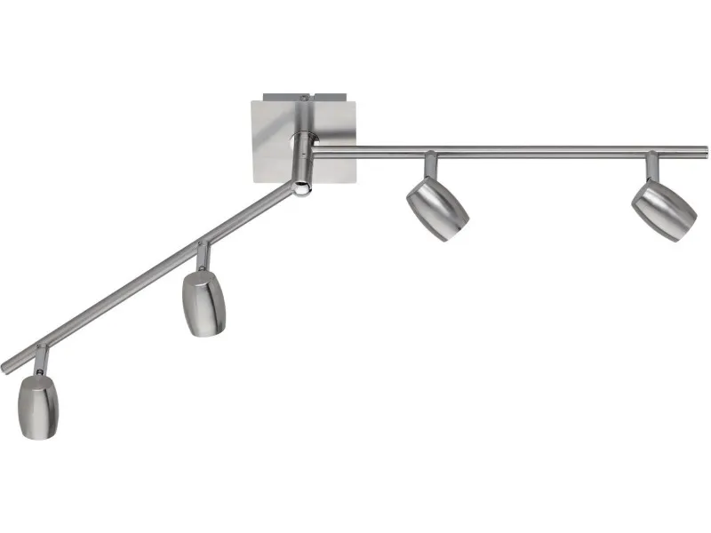Trio barra 4 faretti Michael acciaio satinato 80 cm